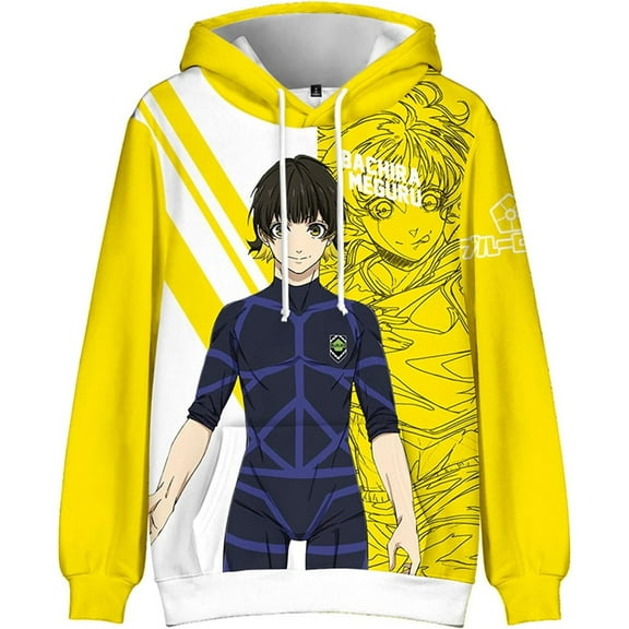 Blue Lock Hoodies Anime Casual Long Sleeve Pullover Streetwear Sweatshirt,S,Bachira