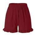 thumbnail image 6 of WAYUTE Womens Shorts Solid Color High Waisted Ruffles Trim Cotton Straight Leg Shorts Work School Casual Loose Fit Summer Dailywear, 6 of 6