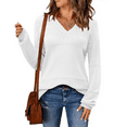 thumbnail image 5 of V Neck Sweater Comdrip Womens 2025 Fall Sweaters Casual Long Sleeve Ribbed Knit Pullover V Neck Lightweight Crochet Pullover Sweater Top Women's Fall Sweaters White L, 5 of 6
