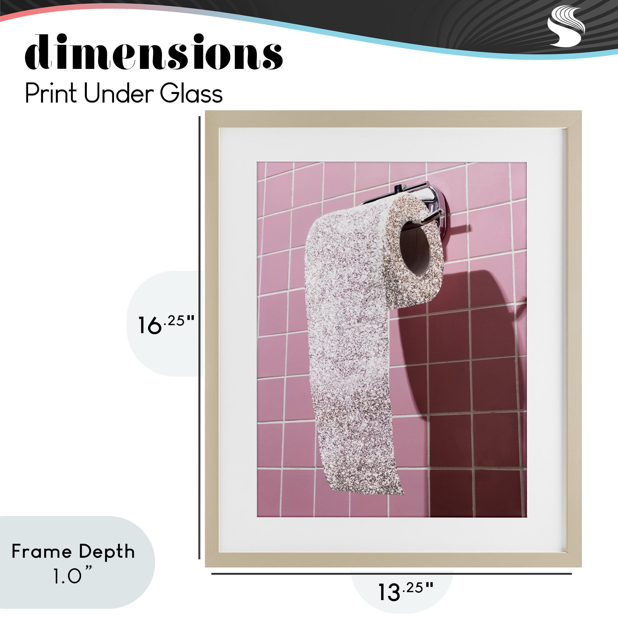 Stupell Industries Glitter Pink Toilet Paper Birch Framed Print Under Glass, design by CAD Designs