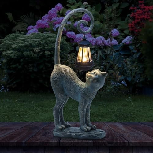 Valentines Day Decorations Gifts Cat Garden Statues with Solar Lights, Home Decor Cat Figurines for Lawn,Patio,Balcony,Porch,Yard Art Ornament- Birthday Gifts for Women Grandma Sister$$Garden & Patio