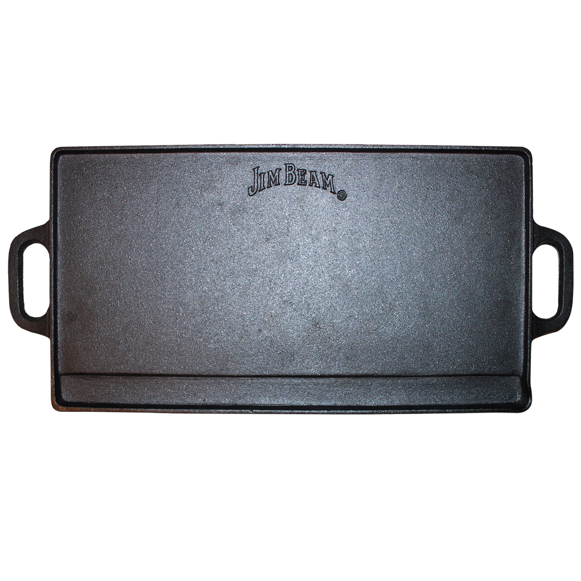 Jim Beam Skillet Pre Seasoned Heavy Duty Construction Double Sided Cast Iron Griddle Pan with Superior Heat Retention, 20"x1"x9"