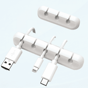 White Cable Clips, Cord Organizer Cable Management, Cable Organizers USB Cable Holder Wire Organizer Cord Clips, 2 Packs Cord Holder for Desk Car Home and Office (5, 3 Slots)