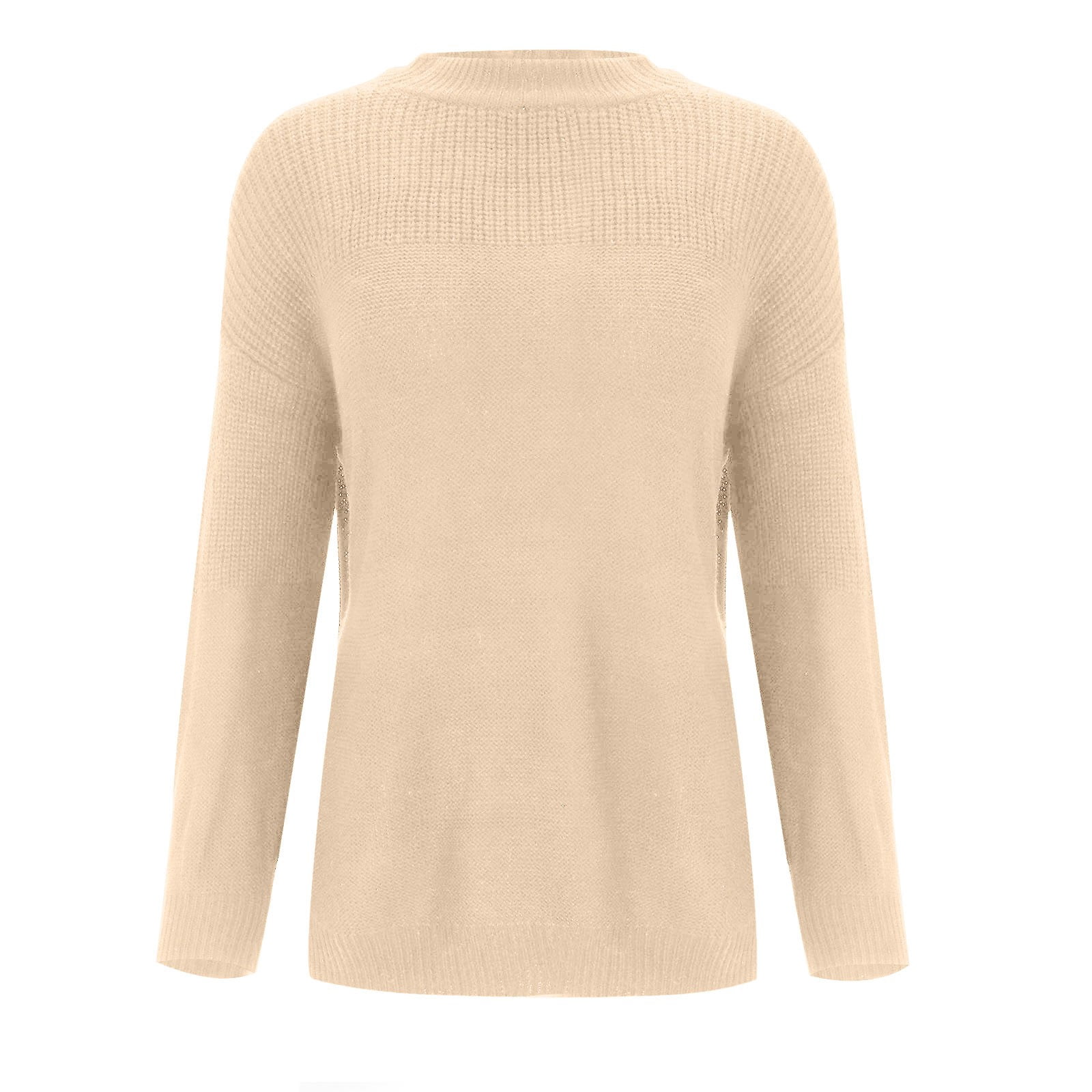 Holzkary Women's Casual Long Sleeve Sweaters Women's Casual Long Sleeve Sweaters Loose Crewneck Knit Solid Pullover Sweater Jumper Tops Loose Crewneck Knit Solid Pullover Sweater Jumper Tops Khaki M