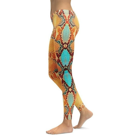 Colorful Snake Pattern Leggings Size: XS for Women | FIERCEPULSE