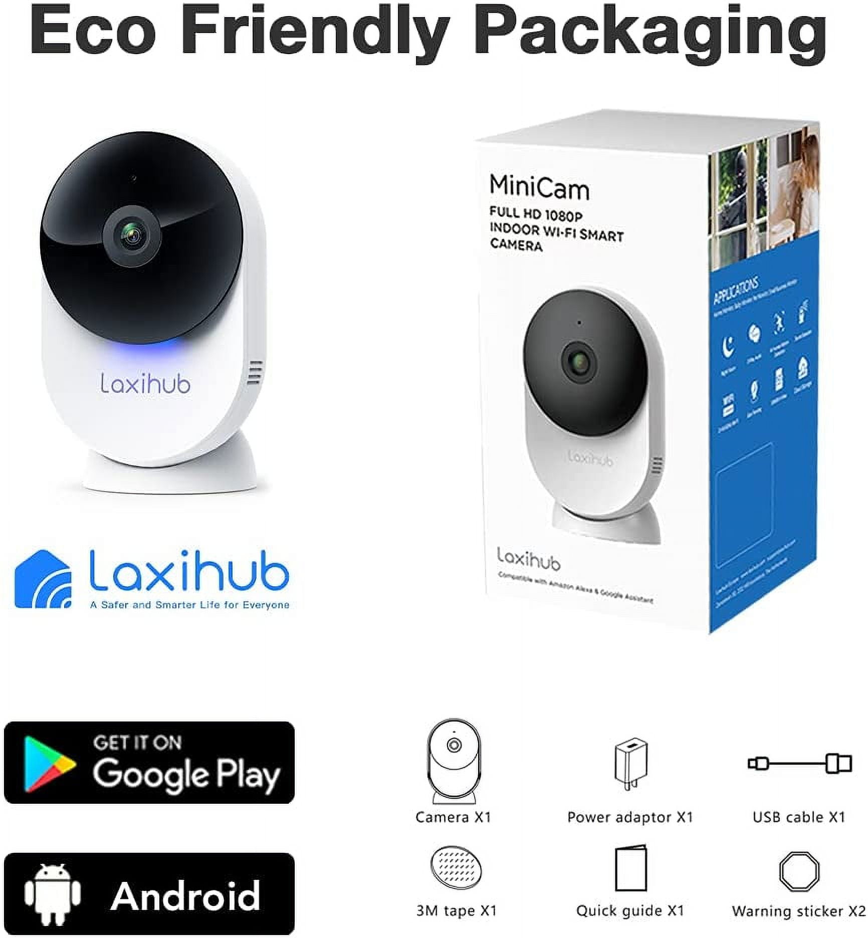 LAXIHUB Camara Vigilancia WiFi Interior 1080P, Cámara en Casa para