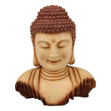 Large Buddha Statue Ebros Large Feng Shui Shakyamuni Buddha Gautama Bust with Ushnisha and Rosy Cheeks Statue Amitabha Celestial Buddhas Figurine Altar Decoration Buddhism Religious Sculpture in Faux Wood Resin Finish ()