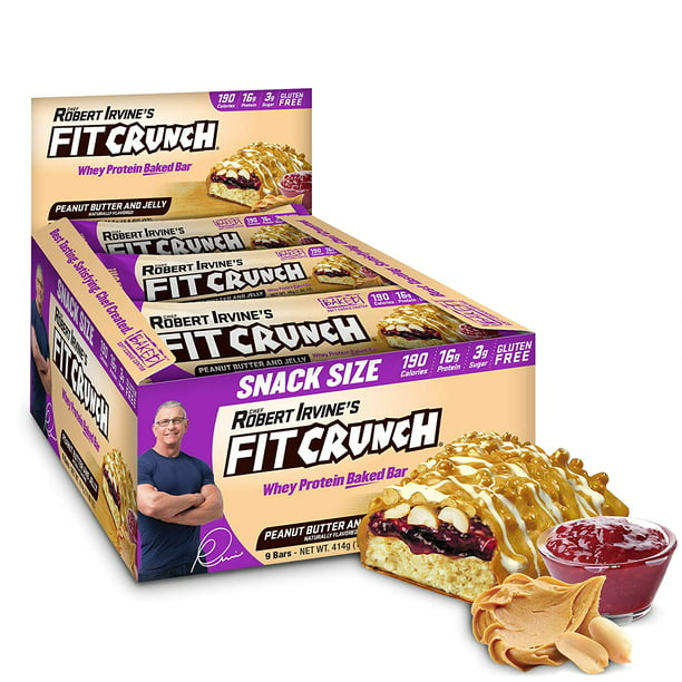 Fit Crunch Peanut Butter And Jelly Protein Bars 9 Count Snack Size
