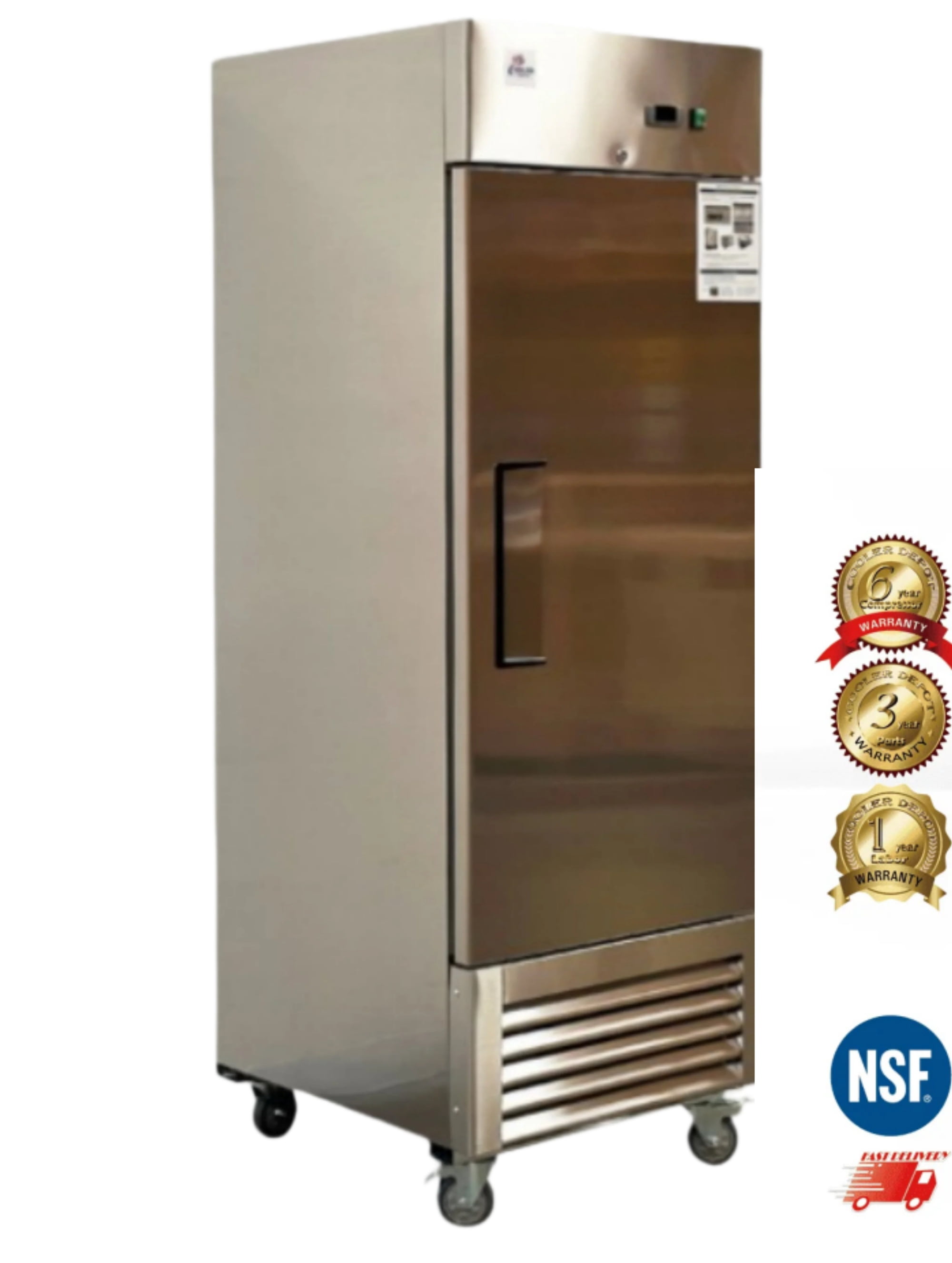 Cooler Depot 27in. 23 Cu.ft Commercial Reach-In Upright Refrigerator, Stainless Steel