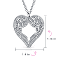 thumbnail image 4 of Bling Jewelry Womens Pave CZ Heart & Feather Angel Wing Pendant Necklace in Sterling Silver, 4 of 6
