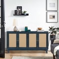 thumbnail image 3 of Softly Lacquer Finishes Accent Storage Cabinet Sideboard Wooden Cabinet with Antique Deep Blue 4Doors for Hallway, Entryway, Living Room, Bedroom 83482, 3 of 9