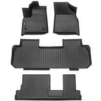 Ikon Motorsports All Weather TPE Floor Mats Liner For 2018-2023 Chevrolet Traverse& 2024 Traverse Limited 8-Seat, 3D Waterproof Carpets Black 4PCS