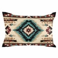thumbnail image 2 of Boho Brown Teal Red Throw Pillow Covers, Southwestern Geometric Abstract Retro Soft Breathable Pillow Cases with Zipper for Sleeping, Queen Size Pillowcases for Couch Bed Sofa Chair 20x30 Inches, 2 of 6