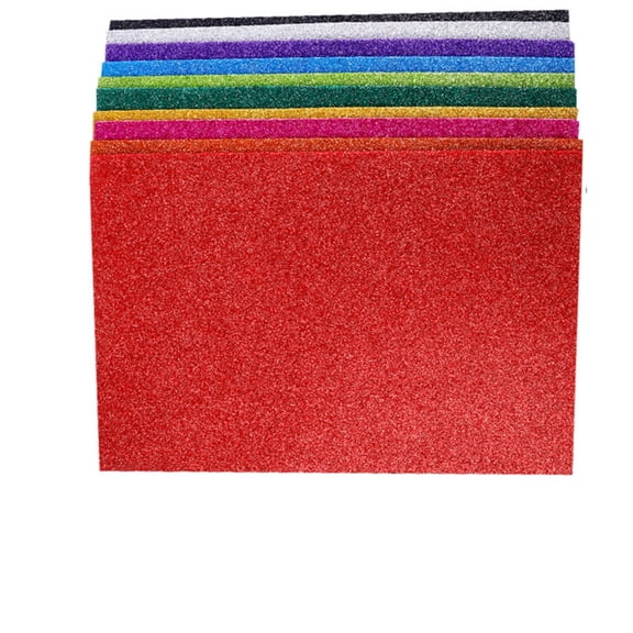 Sticky Glitter Foam Sheets, 10 Packs Thick Self-Adhesive Sparkle EVA Paper Stickers for School Projects