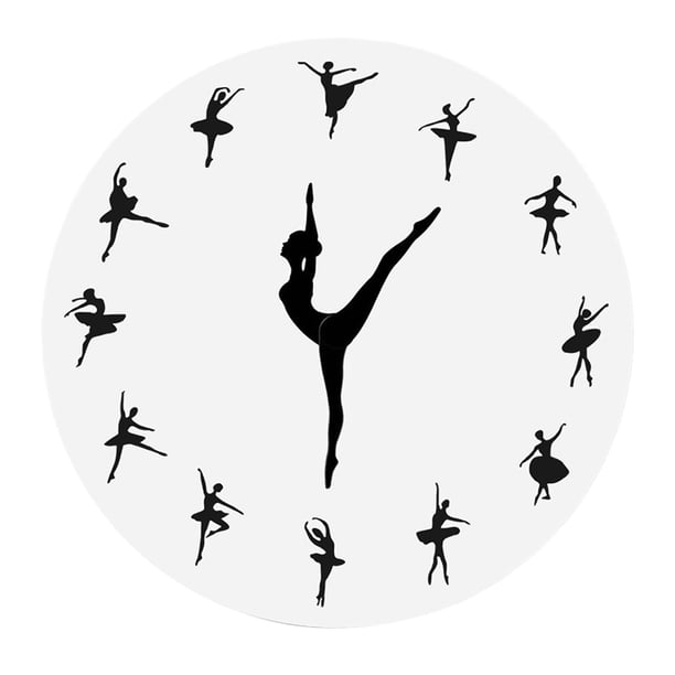 Reloj de pared para niña de Ballet, reloj de pared moderno sin tic-tac, reloj colgante, reloj artístico de pared para sala de estar y baño