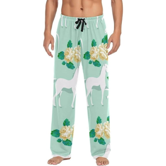 Funny Flower Horse Ghost Pajama Pants, Men's Lounge Pants Light with Drawstring and Pockets, Christmas New Year Birthday Father's Day Gifts