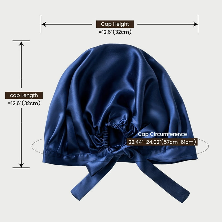 Blue Mulberry Silk Sleep Hair Cap Bonnet Cover Pure silk Elegant Bonnet with Long Ribbons – SILKSILKY main image 2