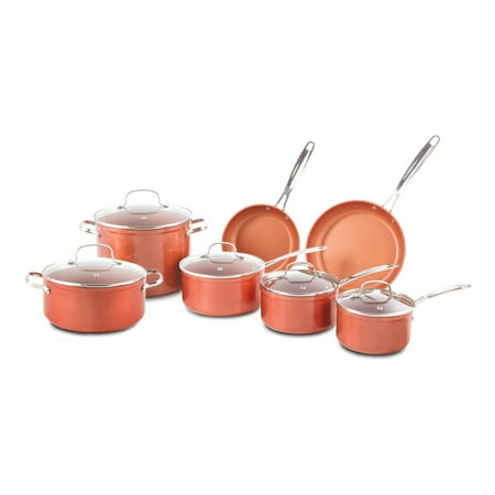 NuWave Copper 12-Piece Ceramic Duralon Forged Cookware Set ...