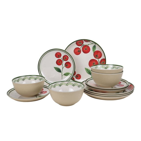 Better Homes & Gardens 12 Piece Bamboo Melamine Tomato Dinnerware Set