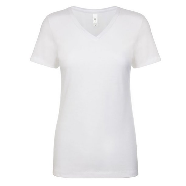 Next Level - Camiseta modelo Ideal con escote de pico para mujer (Blanco)