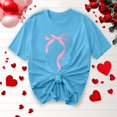 thumbnail image 2 of yillto Womens Tshirts Short Sleeve Bow Printed Round Neck 2025 Summer Trendy Tee Tops for Valentine's, 2 of 4