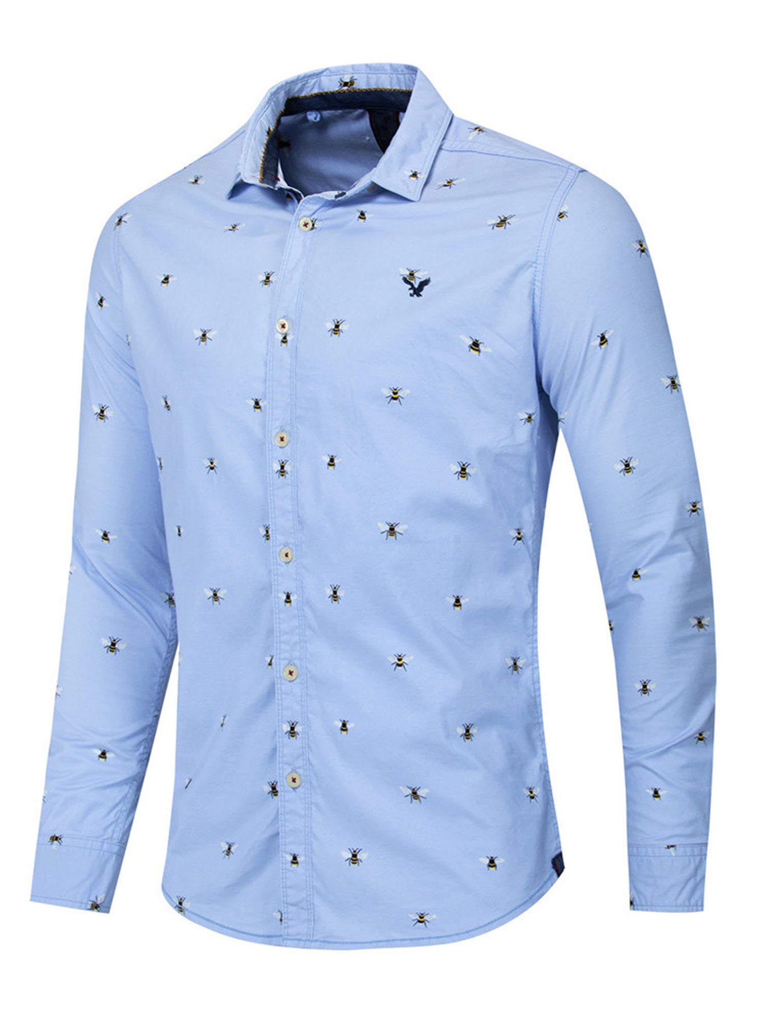 Mens Long Sleeve Bee Print Button Up Collared Shirts Casual Business Formal  Work Blouse Tops - Walmart.com