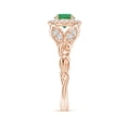 thumbnail image 3 of Angara Natural 0.75 Ct. Emerald with Diamond Halo Ring in 14K Rose Gold for Women (Ring Size: 8.5), 3 of 10
