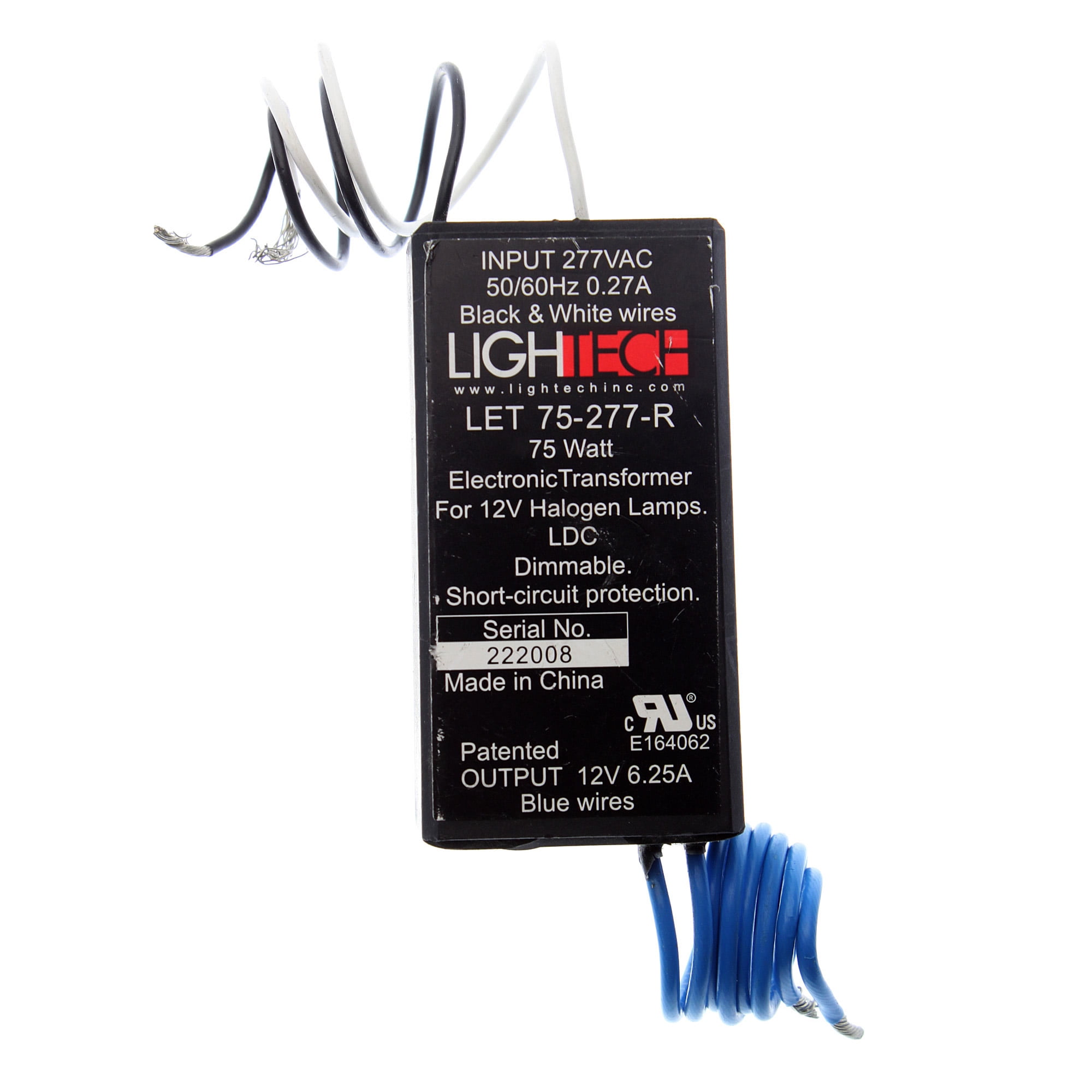 Lightech LET 75277R Dimmable Electronic Transformer 277V, .27A, LED