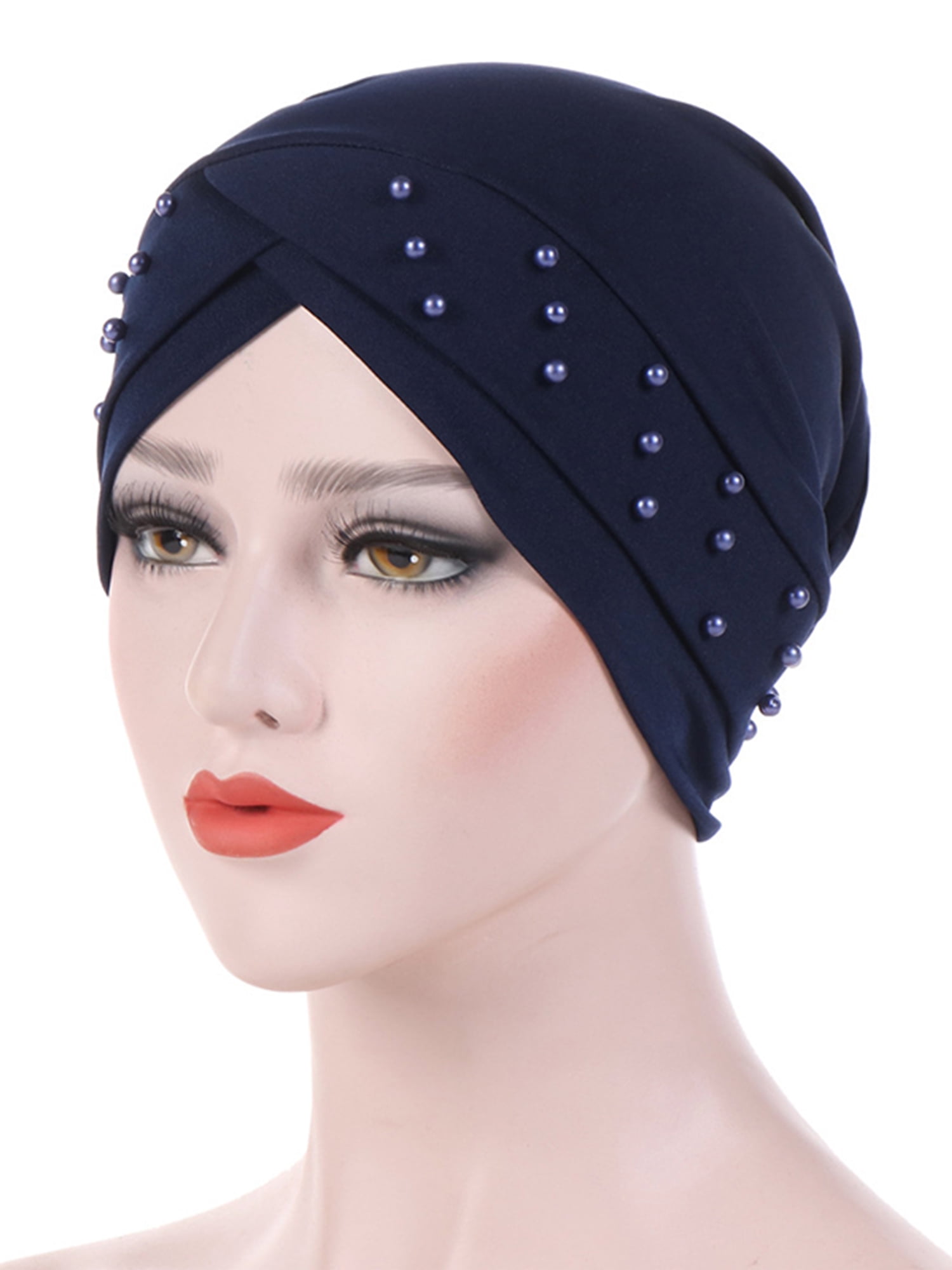 UPAIRC Women Indian Stretchable Beading Turban Hat Ladies Head Wrap