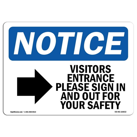 OSHA Notice Sign - NOTICE Visitor Entrance Please |  Aluminum Sign | Protect Your Business, Construction Site, Warehouse & Shop Area |  Made in the USA