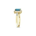 thumbnail image 2 of 1.20 Carat (Ctw) Emerald-Cut London Blue Topaz Ring in 14K Yellow Gold with Diamonds for Women, 2 of 6