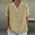 thumbnail image 1 of mfyjkho Tops De Moda Para Mujer, Camisa Informal De Manga Corta Con Solapa Y Botones De Color Liso Para Mujer Tops De Gimnasio Para Mujer Xl, 1 of 6