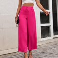 thumbnail image 2 of Women Solid Color Side Slit Loose Wide Leg Pants, 2 of 7
