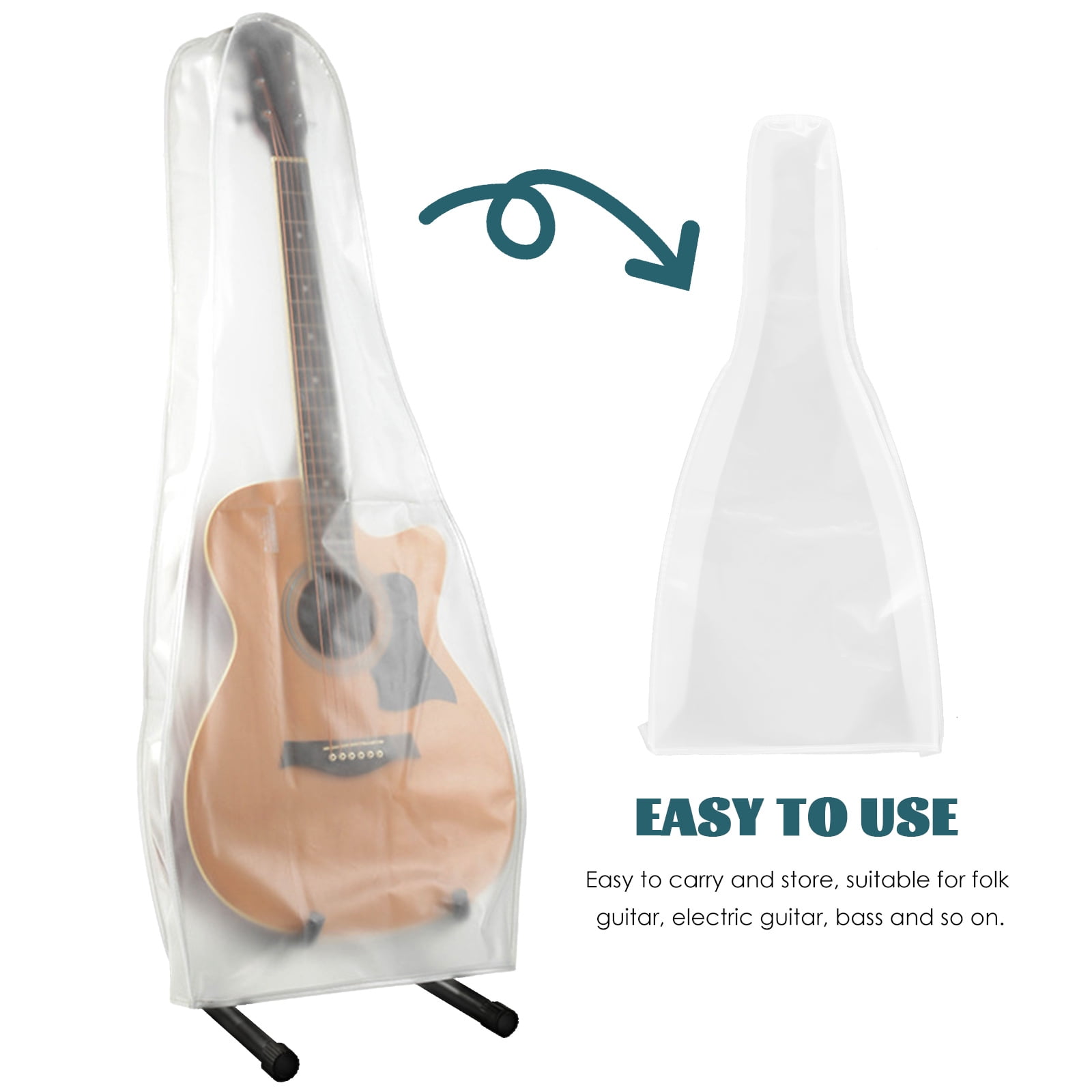 Raindrops Clear Guitar Protective Cover 1 Piece Simple Design Transparent Case for Instrument Owners
