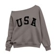 thumbnail image 3 of Arlun Girls off the Shoulder Sweatshirt for Back to School Season Oversized Drop Shoulder Long Sleeve Hoodless Pullover Top Fall Winter Letter Print Baggy Cozy Sweatshirts 170, 3 of 4