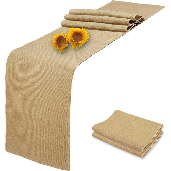 Duslogis 2 Pcs Burlap Table Runner 12 x 70 Inch Natural Jute Vintage Table Runner Rustic Jute Placemats Bulk for Wedding Decorations Farmhouse Kitchen Decor