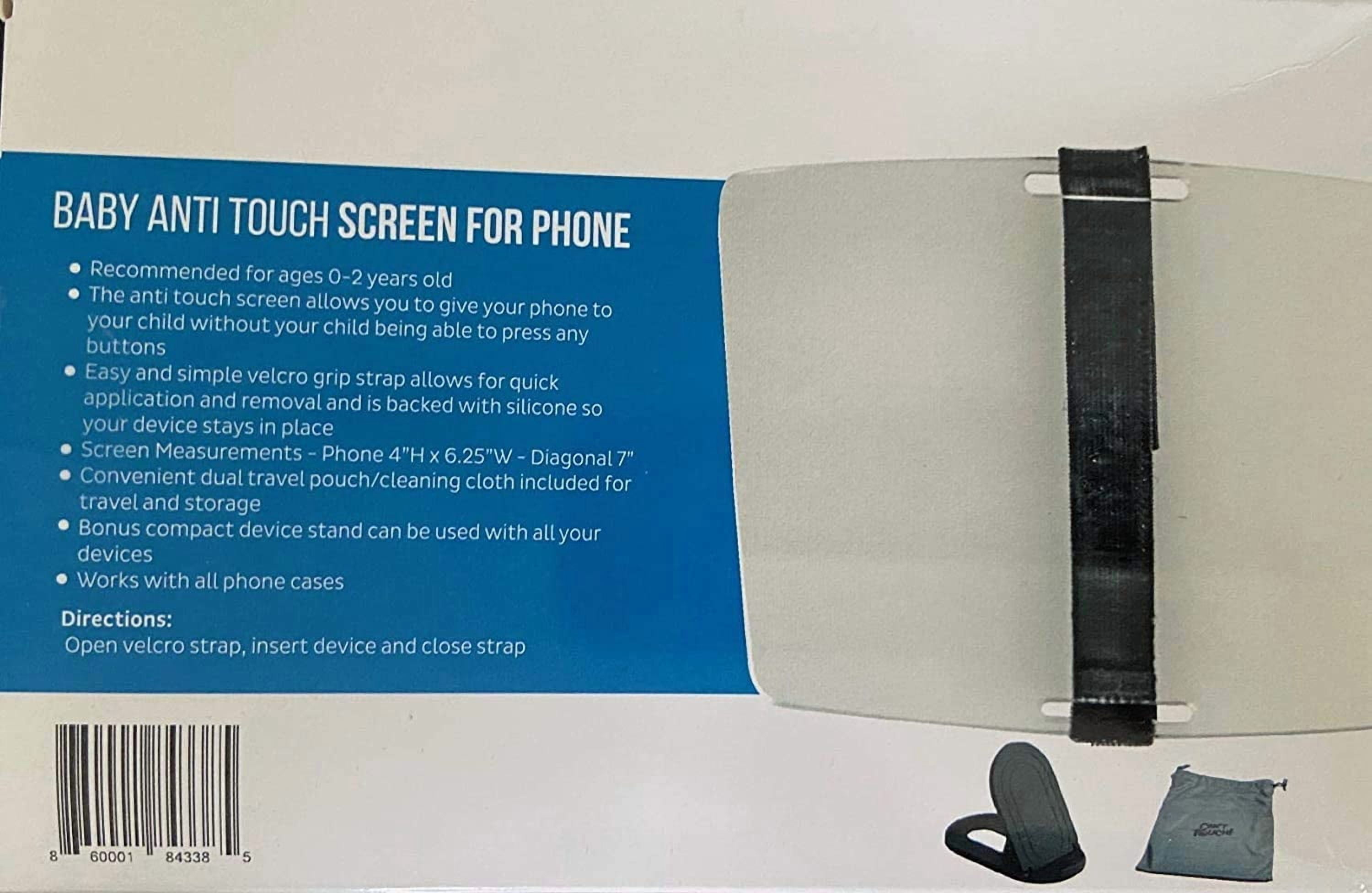 Cant Touch! Baby Anti-Touch Screen for Phone - Easily Strap This Clear Cover onto Your Phone or Device to Prevent Any Buttons from Being Pressed. Pouch and Stand Included