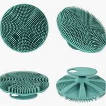 2Pcs Soft Silicone Body Cleansing Brush Shower Scrubber, Gentle Exfoliating and Massage for All Kinds of Skin (Blue)