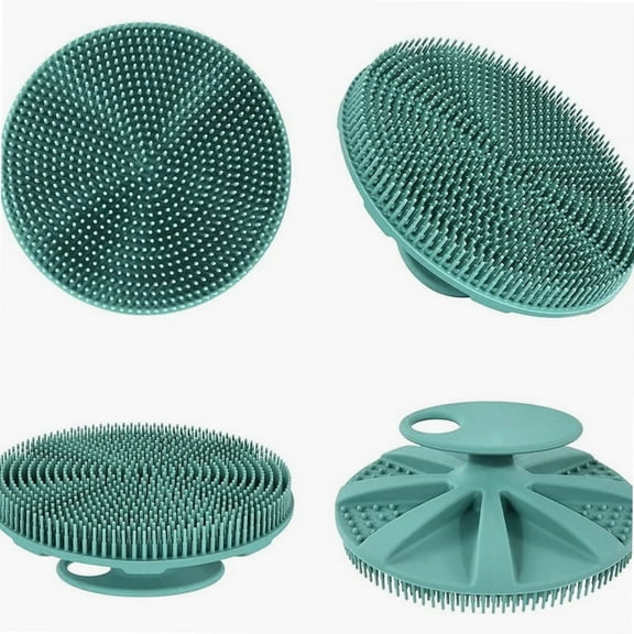 2Pcs Soft Silicone Body Cleansing Brush Shower Scrubber, Gentle Exfoliating and Massage for All Kinds of Skin (Blue)
