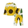 thumbnail image 2 of Kll Sunflowers Print Women'S Long Sleeve Pajamas With Pants Sleepwear Loungewear 2 Set-Medium, 2 of 9
