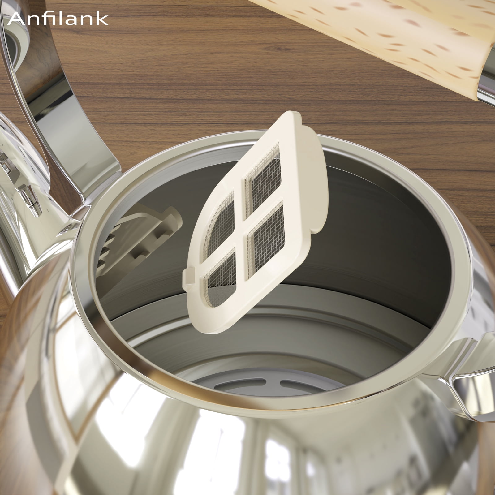 Anfilank Boil Water Electric Kettle, 1.7L 1500W, Coffee & Tea Kettle Stainless Steel, Wood Grain Design, Silver