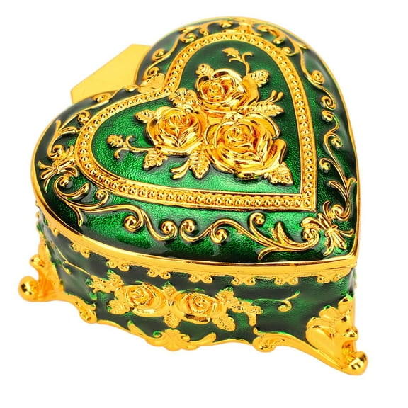 Metal Jewelry Organizer Vintage Trinket Box Heart Shaped Jewelry Box Soft Velvet Lining Ladies Girls Vintage Trinket Storage Box for Earrings Necklace Bracelet