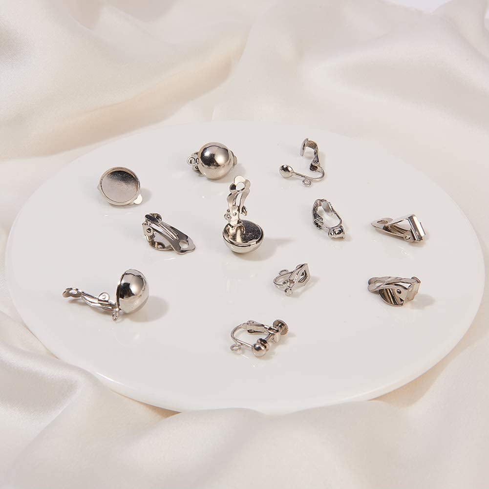 28pcs 7 Style Nickel Free Clip on Earring Findings Non Pierced