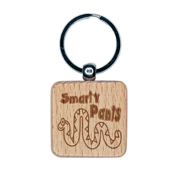 Smarty Pants Snake School Teacher Motivation Square Keychain Charm Tag - Engraved Wood
