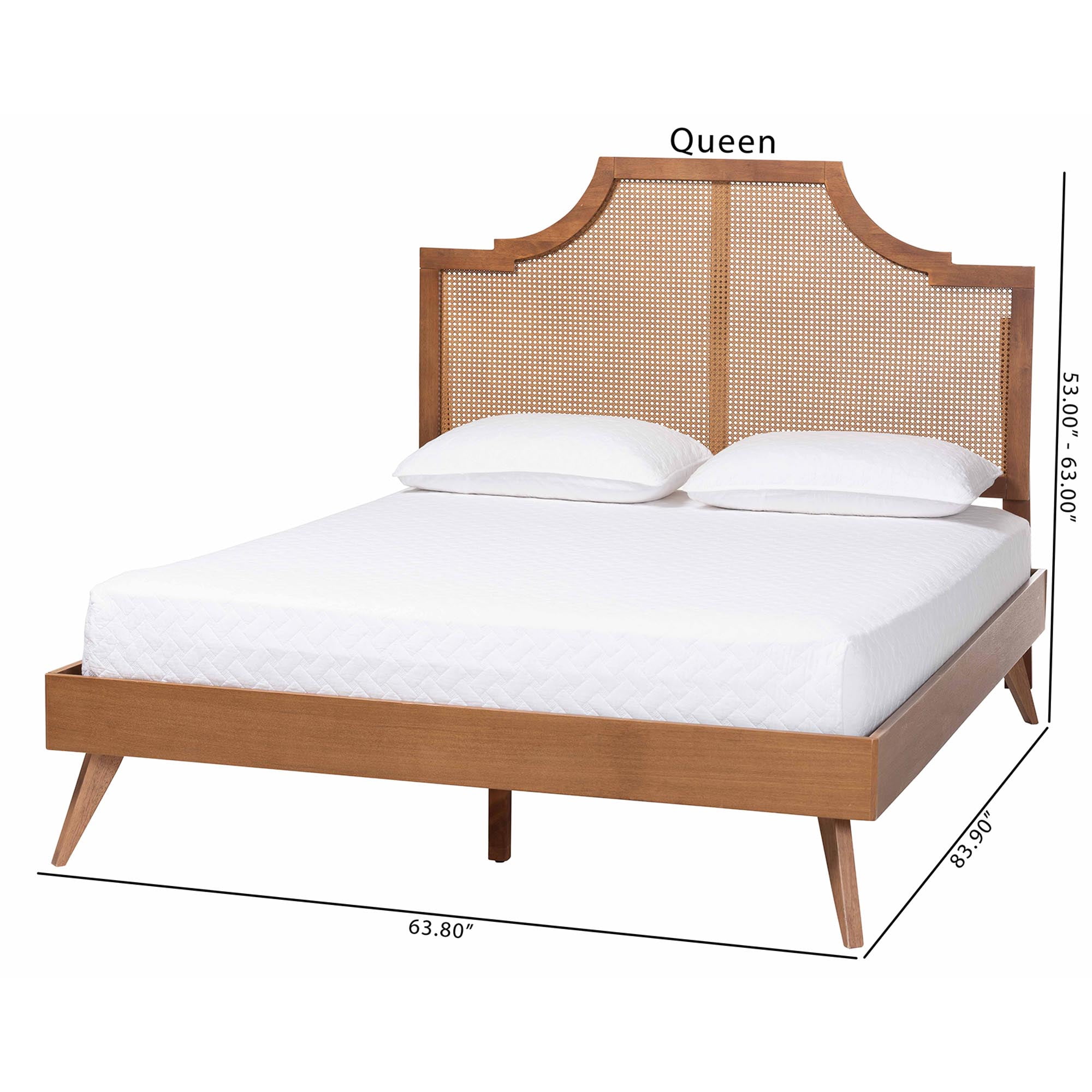 Baxton Studio Rodolfo Mid-Century Platform Bed, Queen, Ash Walnut