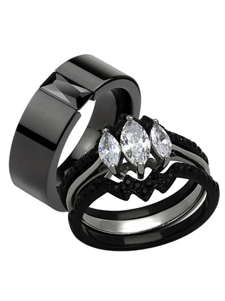 New Tungsten Steel Fashion Wedding Engagement Ring Men Women Ring Size 7-10 
