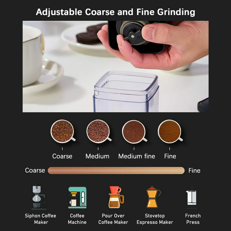Portable Electric Burr Coffee Grinder,Automatic Mini Coffee Bean Mill with  Adjustable Coarseness 1800mAh chargeable for Camping Travel Outdoor Indoor