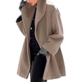 thumbnail image 1 of Abrigos de invierno de moda para mujer, chaqueta y abrigo largo con capucha y botones con cuello chal para otoño e invierno, para damas, trabajo, fiesta, oficina, ropa de abrigo roja M, 1 of 5