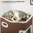 thumbnail image 2 of 2-Tier Cat House, Indoor Cat Cave Bed Playhouse, Flannel & Cool Mat, Covered Cat Beds with Scratch Pad and Hideaway Cave, Cute Modern Cat Condo Furniture for Multi Small Cats, Brown, 2 of 12