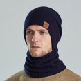 thumbnail image 4 of Resicozy Winter Beanie Hat Scarf Set for Men Fleece Lined Warm Ski Soft Adjustable Neck Gaiter Thick Knit Versatile Winter Wear Navy, 4 of 4